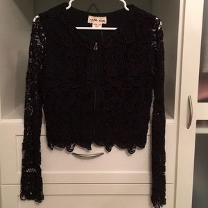 Anthropologie Black Lace Zip Up - NWT - XS